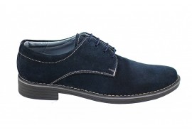 Pantofi barbati casual din piele naturala intoarsa bleumarin - Marimei 44